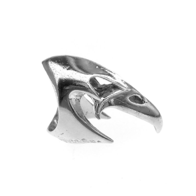 Image 7 of Silver ring with raven skull