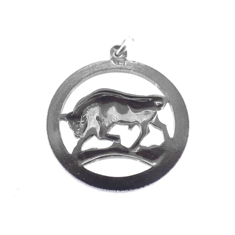 Image 5 of Silver zodiac sign pendant; Taurus
