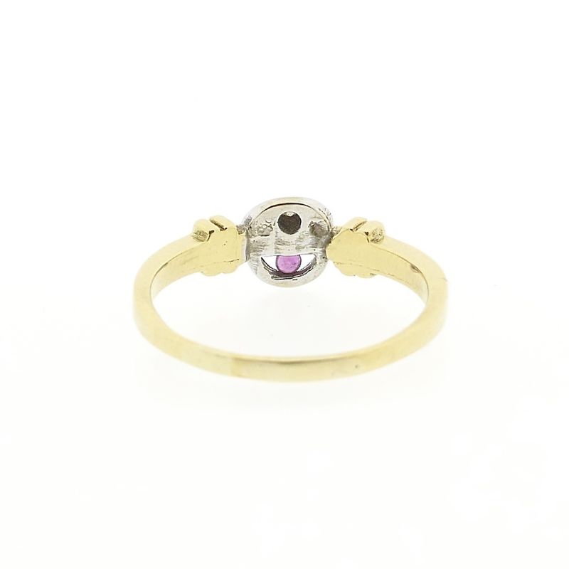 Image 3 of Two-tone gold ring with ruby ​​and diamond; 0.02 ct.