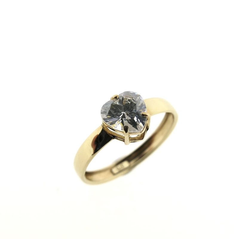 Image 1 of 9 carat solitaire ring with zirconia in heart shape