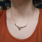 Image 4 of 18K gold necklace with sapphire, emerald, ruby, and diamonds (0.055 ct.) | 42 cm