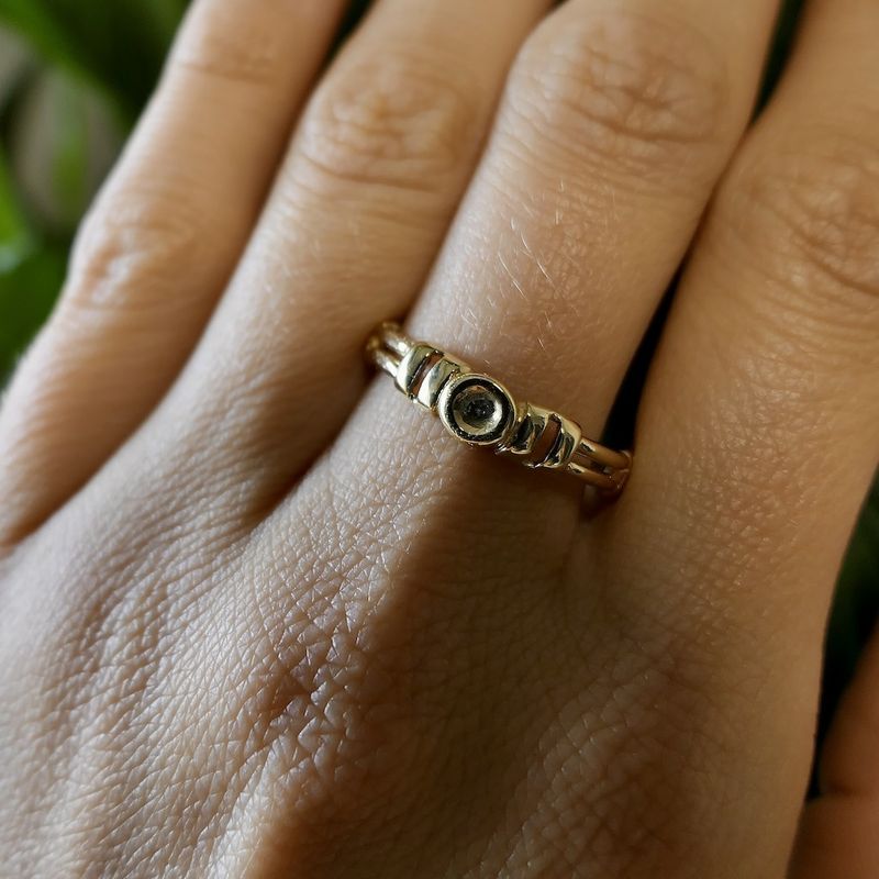 Image 11 of Gold solitaire ring with diamond; 0.025 ct.