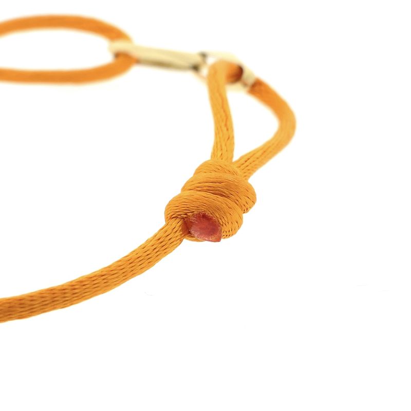 Image 5 of Forever Knots® Handmade Orange Satin Bracelet with Gold Link