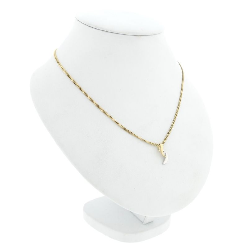 Image 4 of Two-tone gold minimalist pendant with diamond; 0.04 ct. | Passione