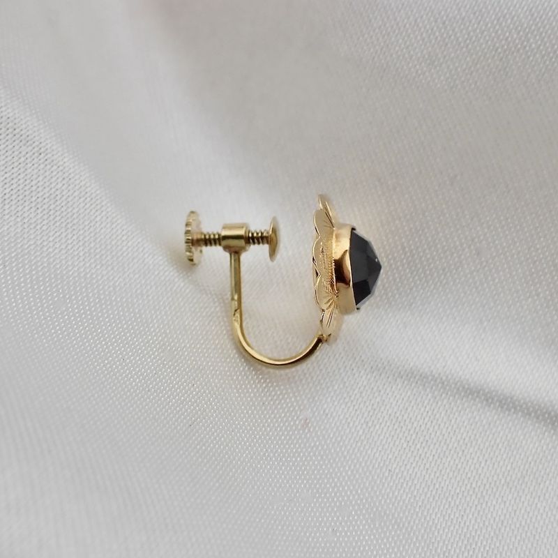 Image 8 of Gold clip-on earrings with garnet | Vintage