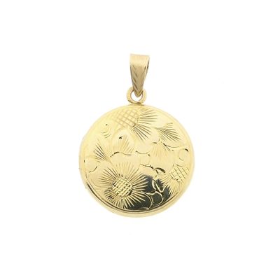 Afbeelding 1 van Vintage gouden medaillon hanger; Floraal design