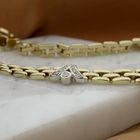 Image 2 of Gold Bismarck link necklace with diamonds; 0.15 ct.