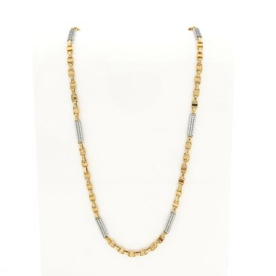 Image 1 of Bicolor Gold Marine/Fantasy Link Necklace with Zirconia