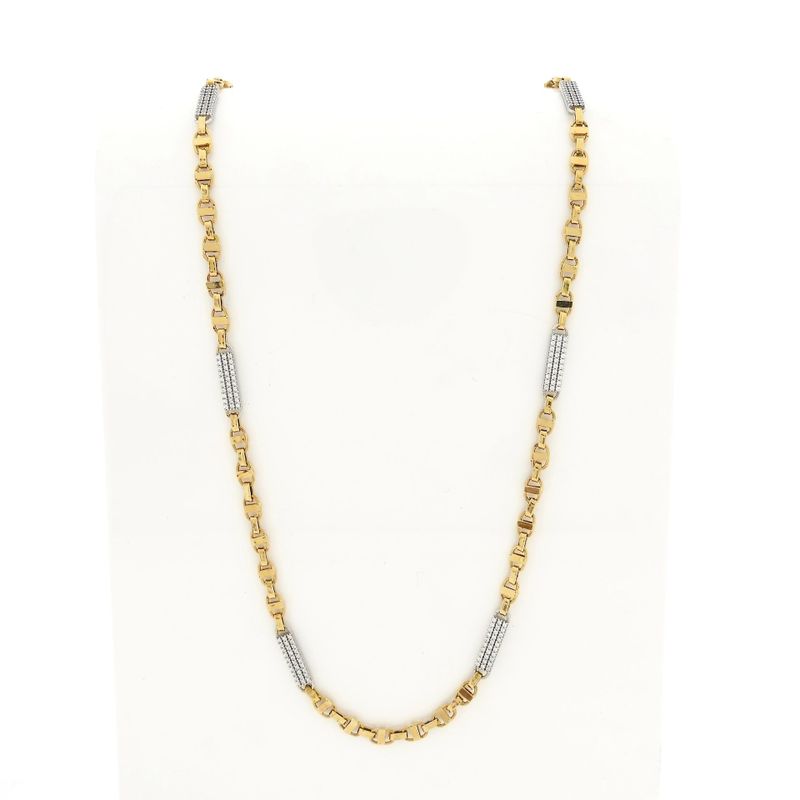 Image 1 of Bicolor Gold Marine/Fantasy Link Necklace with Zirconia