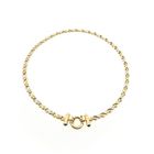 Afbeelding 4 van Bicolor gouden fantasieschakel collier met saffier | 44 cm