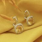 Image 2 of 18 ct. Gold stud earrings with citrine and diamond | 0.24 ct.