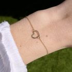 Image 12 of Gold thin anchor link bracelet with heart | 16.5 cm - 18.5 cm
