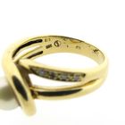 Image 6 of Gold ring with pearl and diamond; 0.08 ct.