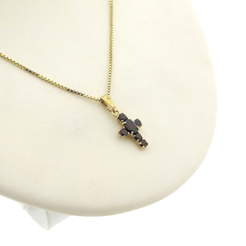 Image 8 of Gold cross pendant with garnet stones
