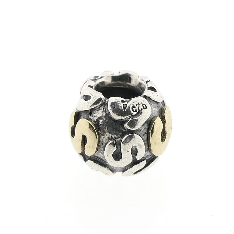 Image 3 of Pandora charm; Silver with gold; Letter S