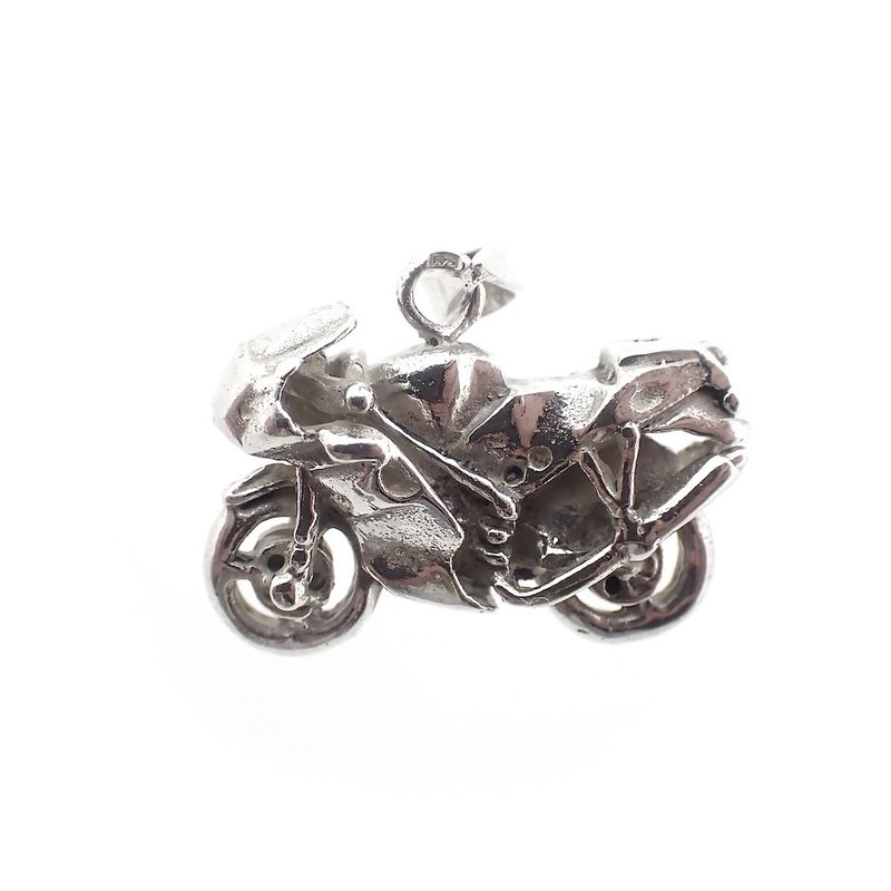 Image 1 of Silver pendant of a motorcycle
