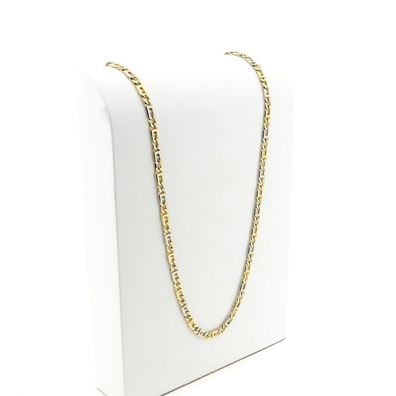 Image 3 of Two-tone gold navy link necklace