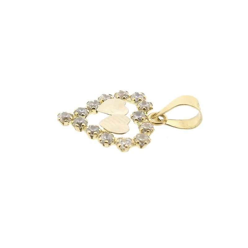 Image 8 of Two-tone gold heart pendant with zirconia