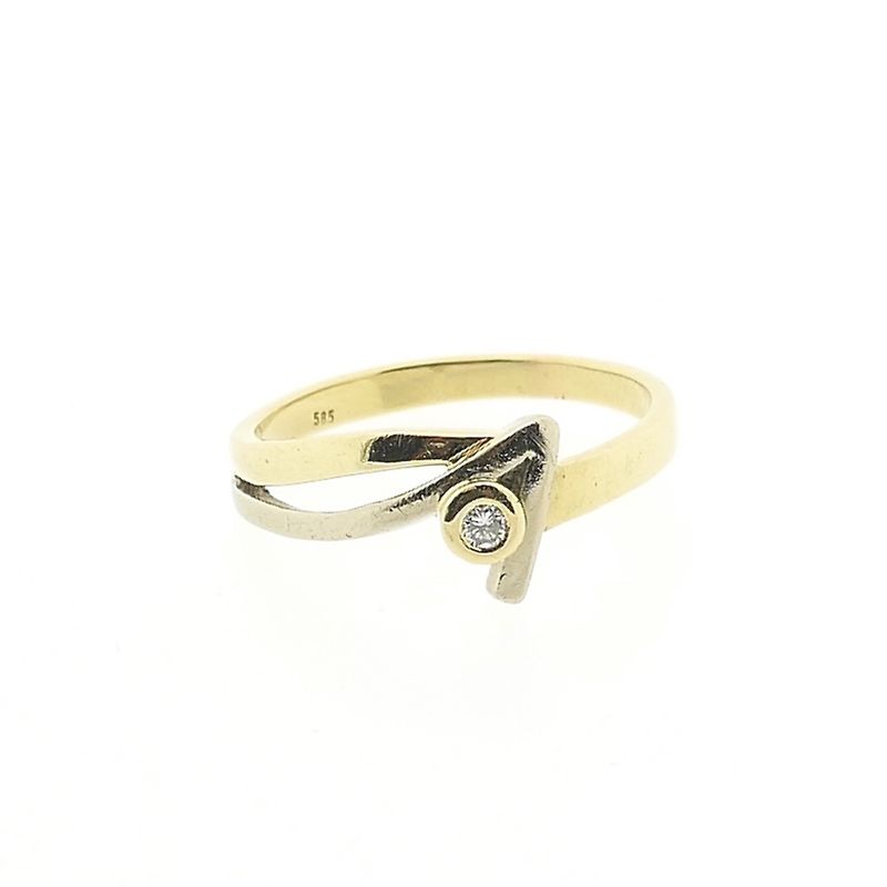 Image 2 of Two-tone gold ring with diamond; 0.02 ct.