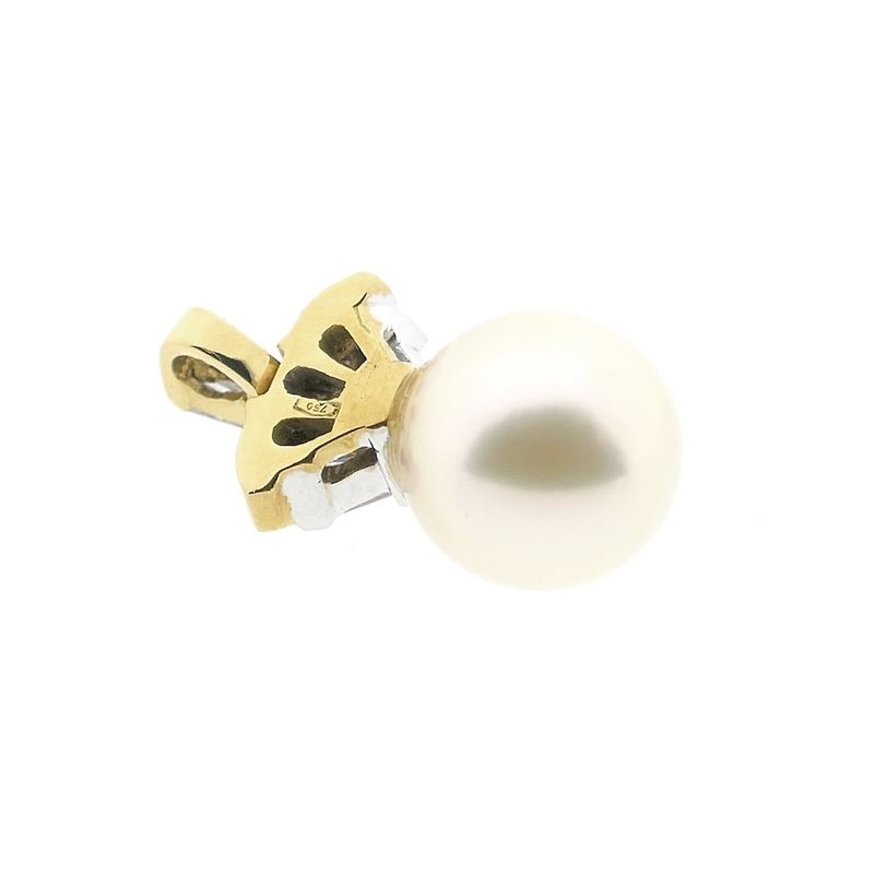 Image 6 of Gold pendant with pearl and diamond 0.24 ct.