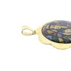 Image 4 of Gold vintage pendant of Mary and Jesus with colored enamel.