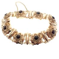 Vintage gold bracelet with garnet | 17 cm