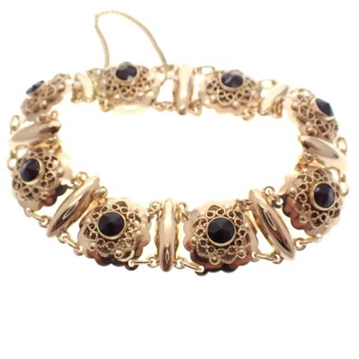 Image 1 of Vintage gold bracelet with garnet | 17 cm
