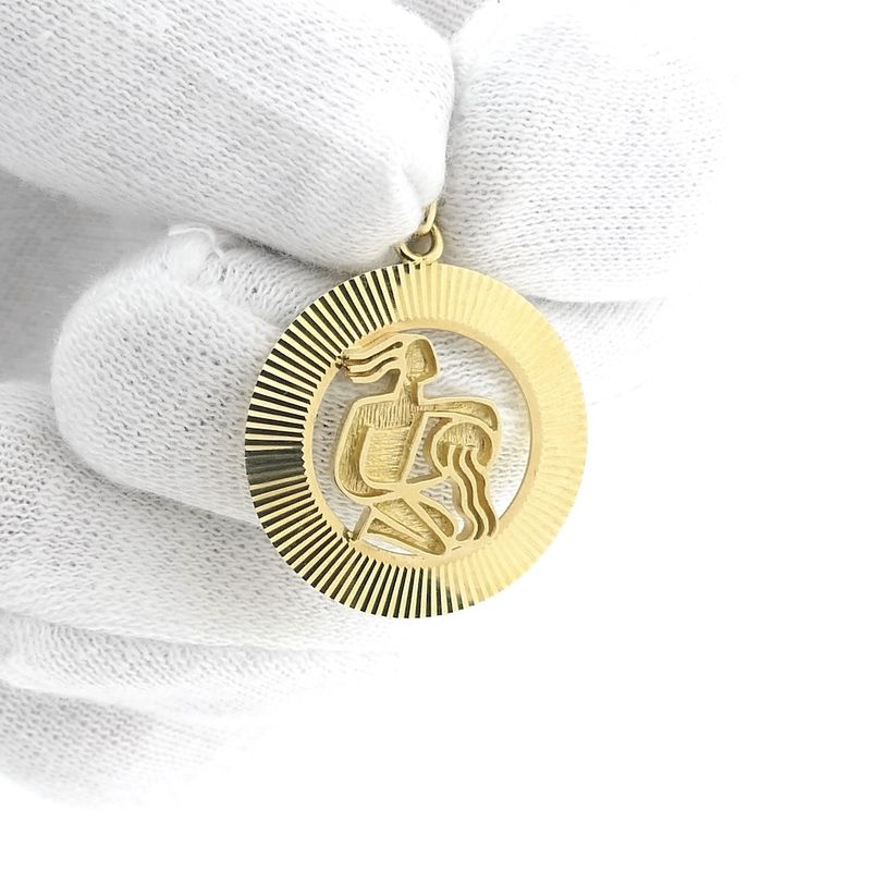 Image 8 of Fabiola gold zodiac sign pendant; Aquarius