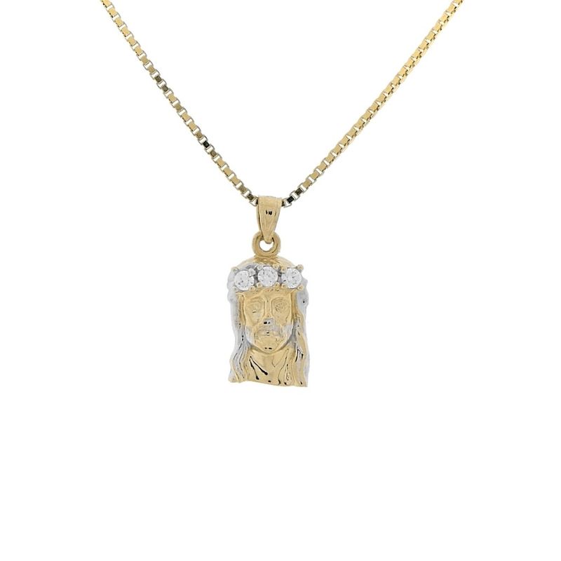 Image 7 of Gold pendant of Christ with zirconia stones
