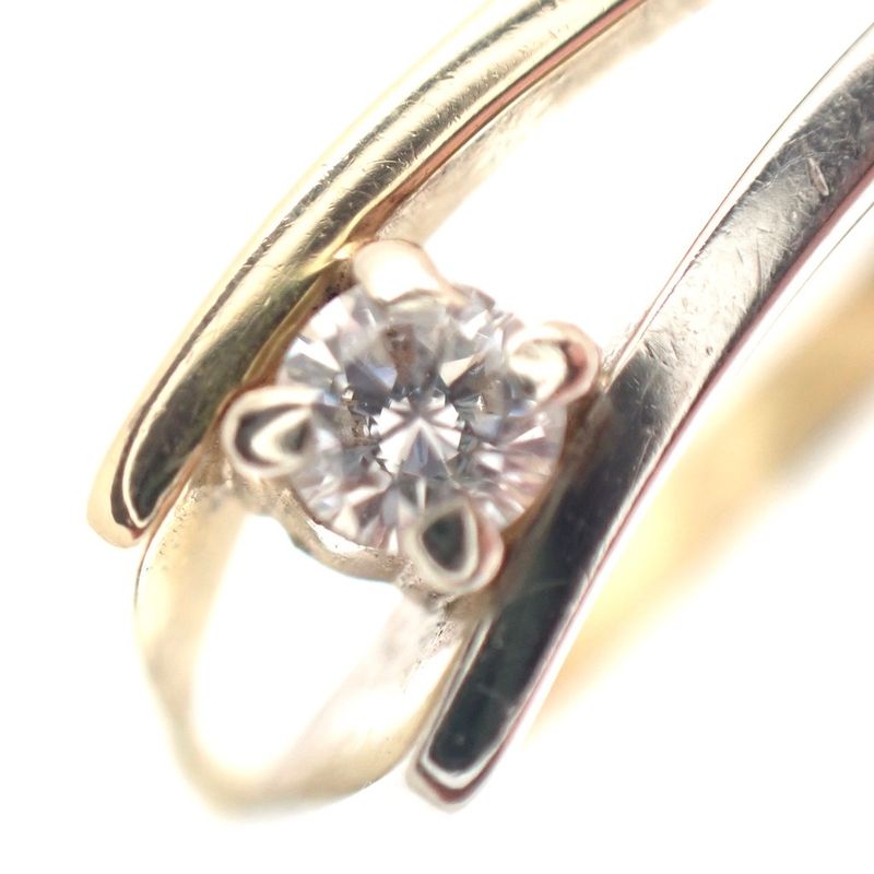 Image 4 of Two-tone gold solitaire ring with diamond; 0.10 ct.