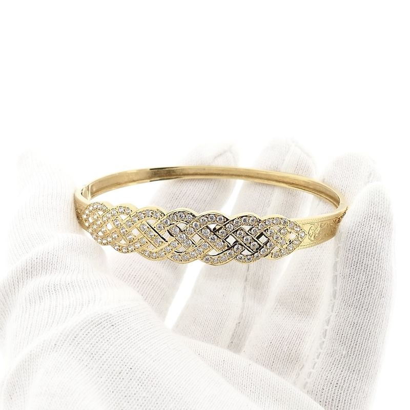 Afbeelding 6 van Gouden slavenarmband met zirconia