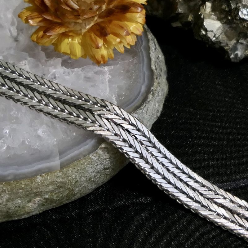 Image 3 of White gold herringbone link bracelet