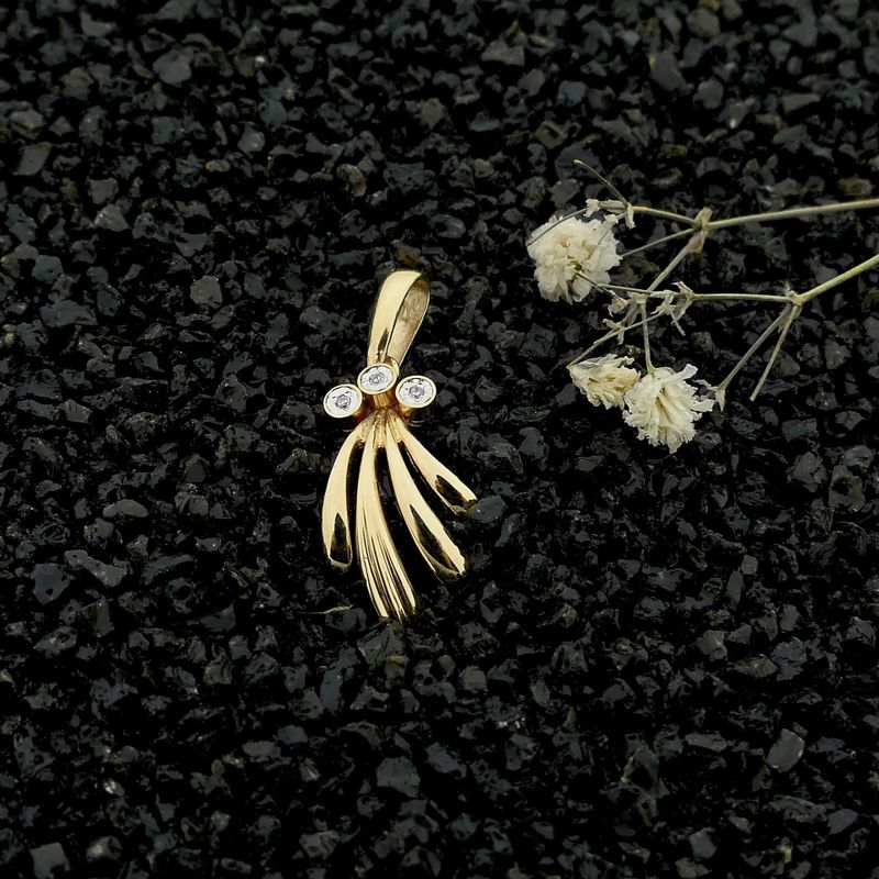 Image 2 of Golden fantasy pendant with diamonds; 0.015 ct.