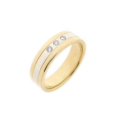 Image 1 of Bicolor gold ring with diamond; 0.09 ct.