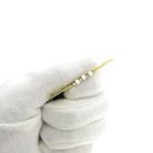 Image 1 of Golden long narrow brooch with pearl and diamonds; 0.10 ct.