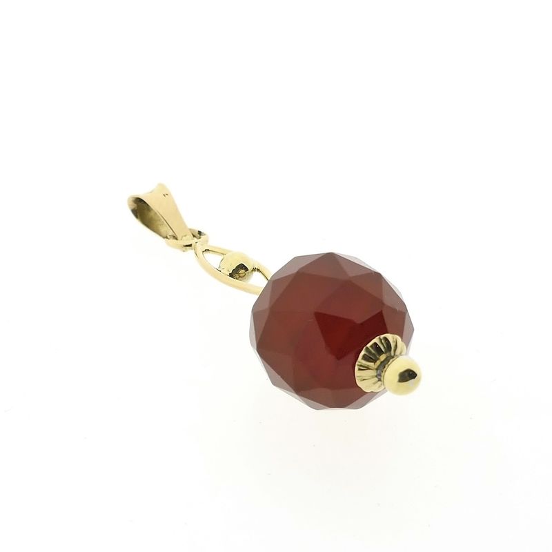 Image 3 of Vintage gold ball pendant with carnelian