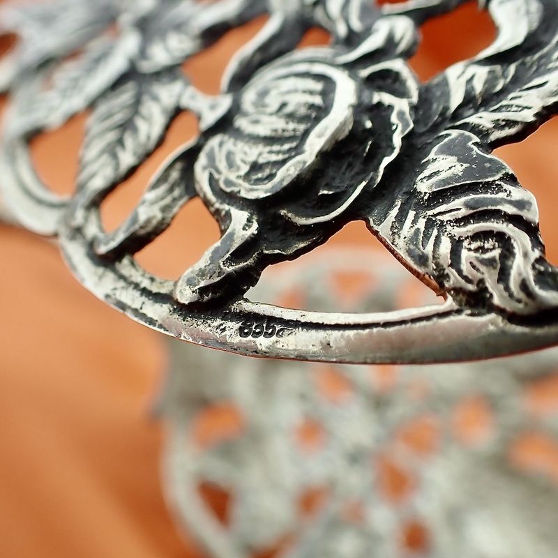 Image 9 of Silver cookie tongs; Old Dutch; Vintage