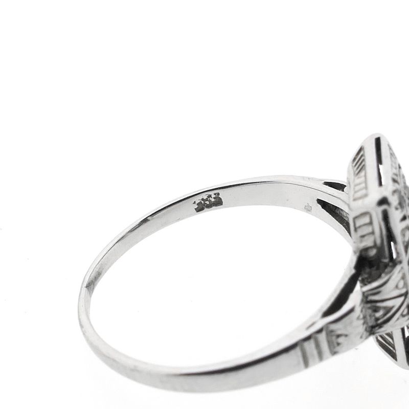Image 7 of White gold art deco ring with diamond | 0.20 ct.