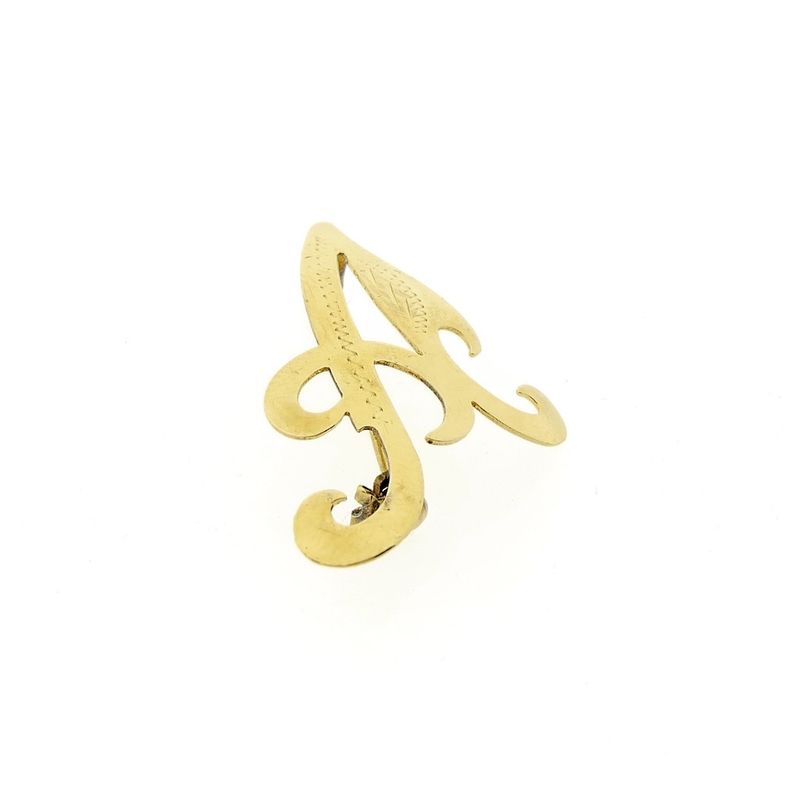 Image 3 of Gold letter brooch; letter A