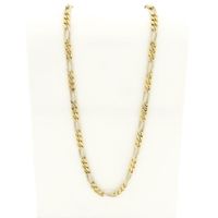 Two-tone solid gold Figaro link chain