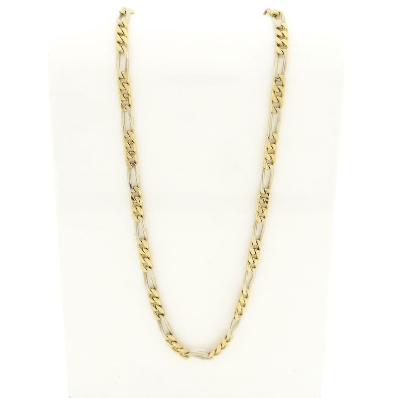 Image 1 of Two-tone solid gold Figaro link chain