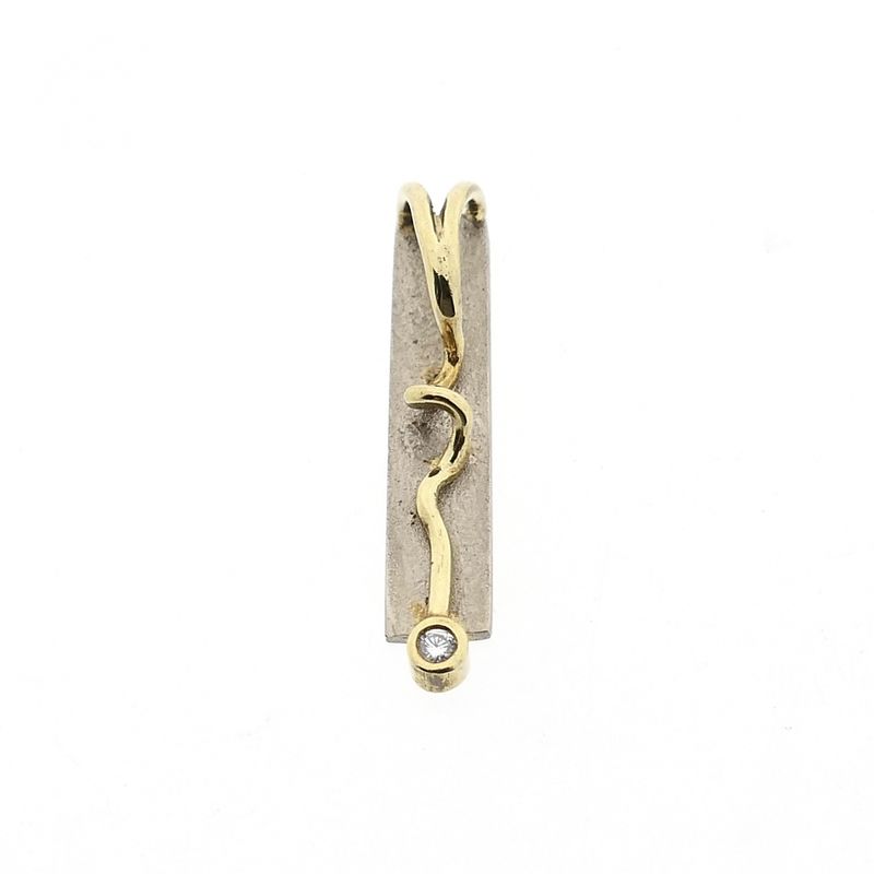 Afbeelding 1 van Bicolor gouden hanger met diamant | 0,02 ct.