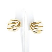 Gold vintage fantasy clip-on earrings; half round