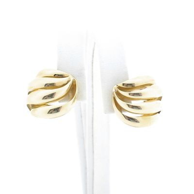 Image 1 of Gold vintage fantasy clip-on earrings; half round