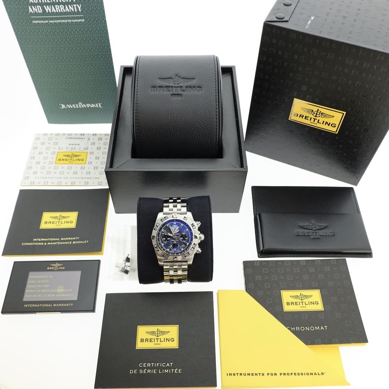 Image 13 of Breitling Chronomat 44 'Blue Impulse' Limited Edition AB01107E; Chronograph men's watch