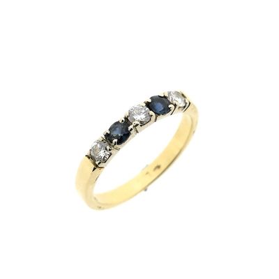 Gold ring with sapphire and diamonds; 0.27 ct. Image 1 of Gold ring with sapphire and diamonds; 0.27 ct.