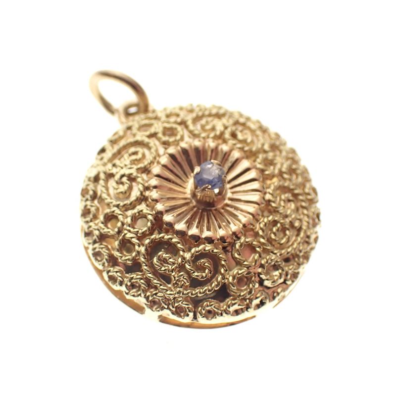 Image 7 of 18-karat gold filigree pendant with sapphire | Brevetto