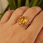 Image 10 of Vintage rose gold ring set with synthetic yellow gemstone