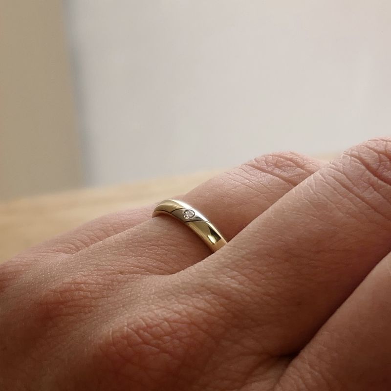 Image 8 of Bicolor Gold Wedding Ring with Diamond; 0.02 ct.