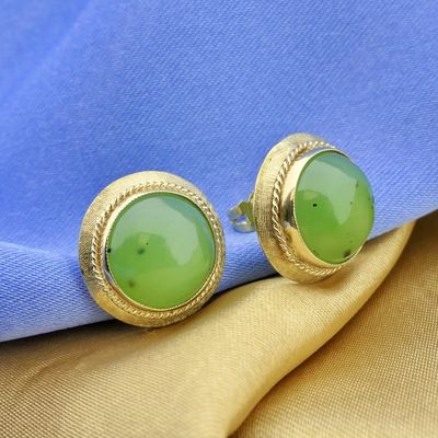 Image 2 of Gold stud earrings with Jade